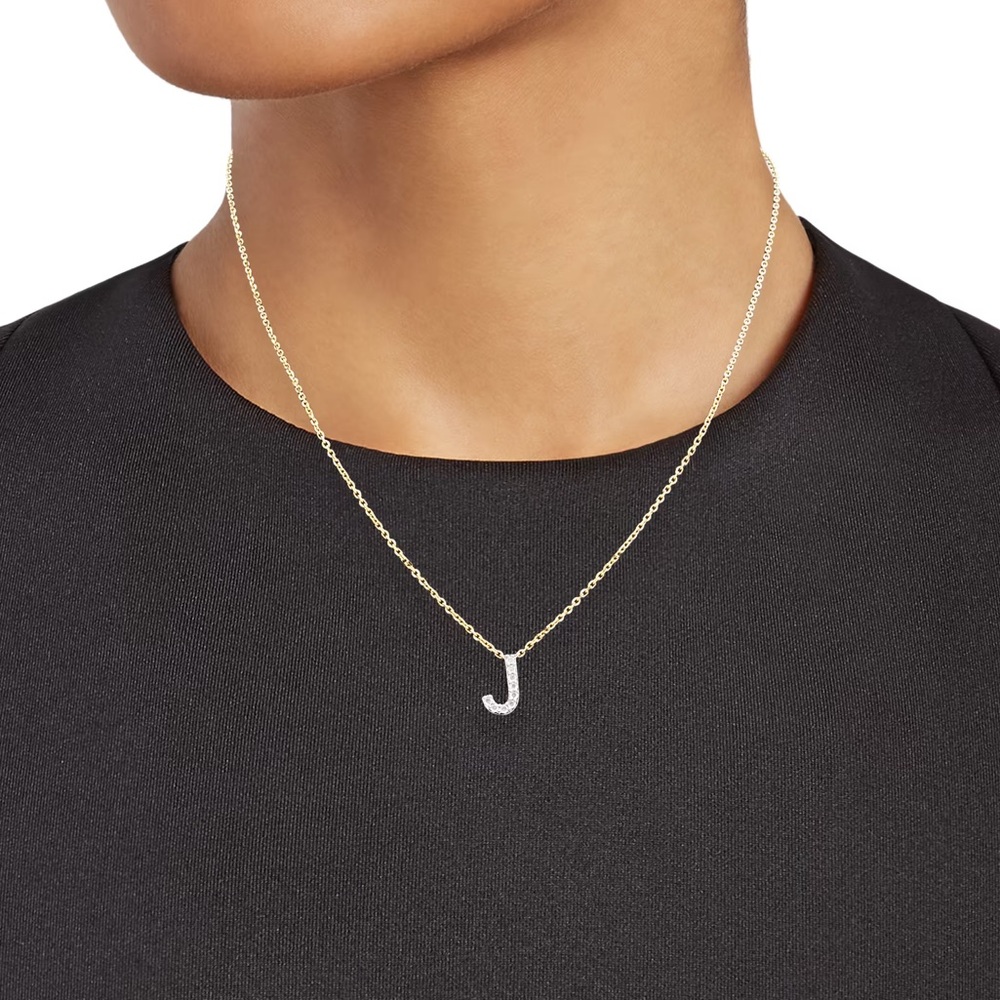 Effy 14K Goldplated Sterling Silver & Diamond J Initial Pendant Necklace - Picture 2 of 7